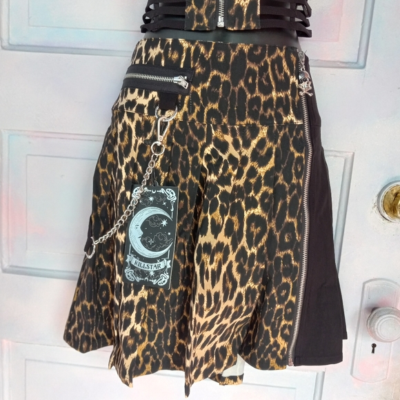 ⭐️Killstar nwt leopard print goth/punk skirt! Leo miniskirt! FINAL PRICE!! - Picture 8 of 13